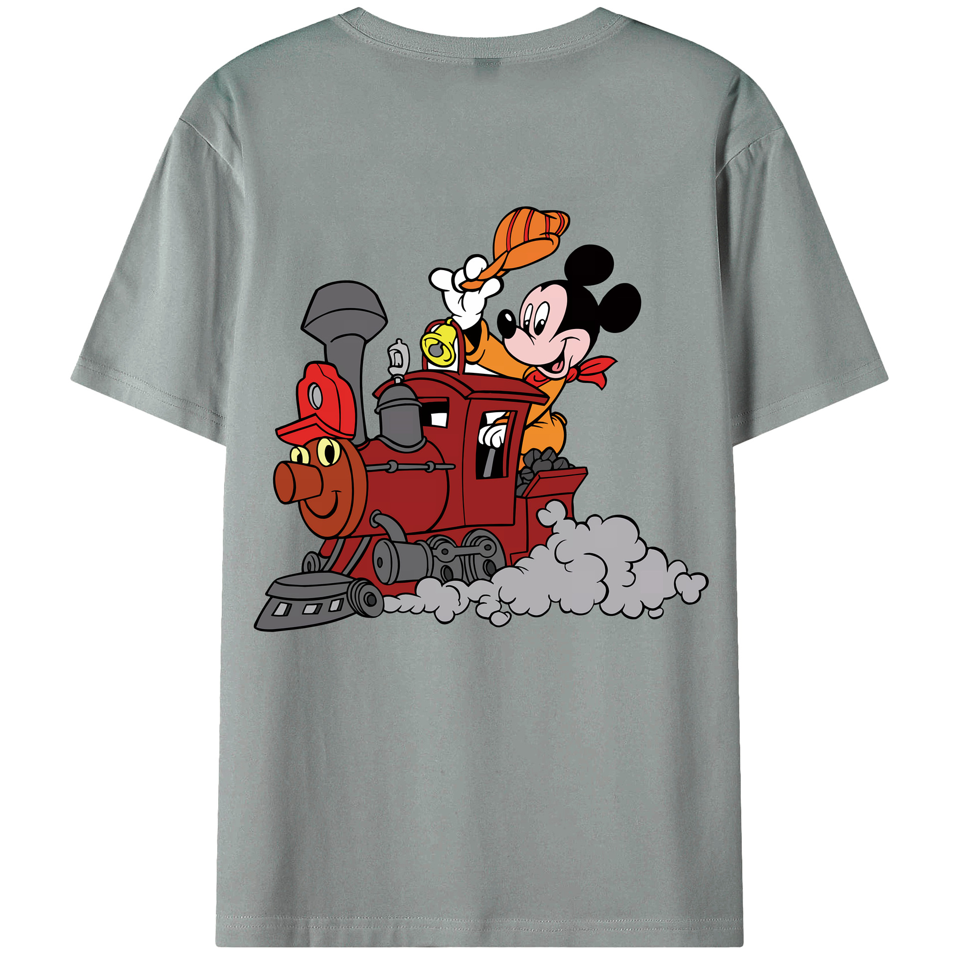 （画像用） ミッキーマウス Mickey Mouse 綿100％ メンズ半袖Tシャツ（バックプリント） 通気性